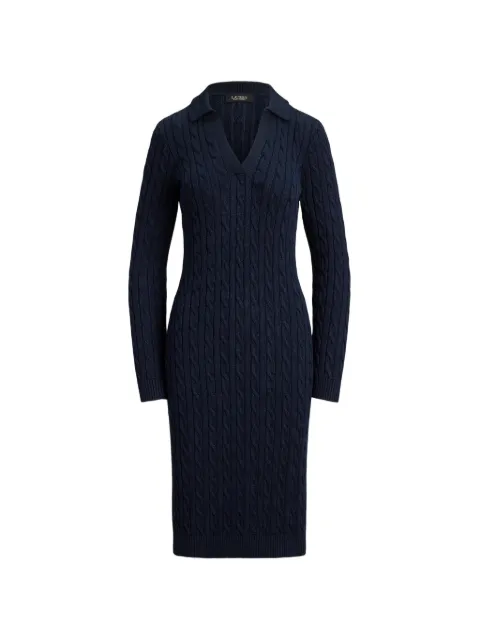 Lauren Ralph Lauren cable-knit collared midi dress Blue 200B34422