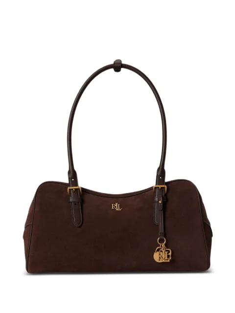 Lauren Ralph Lauren large Marcy suede zip satchel bag Brown 431P15643