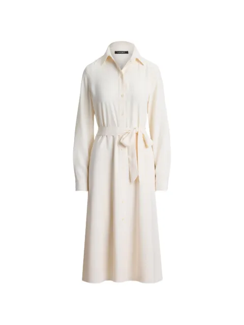 Lauren Ralph Lauren belted double-faced georgette midi shirt dress Neutrals 200P14803