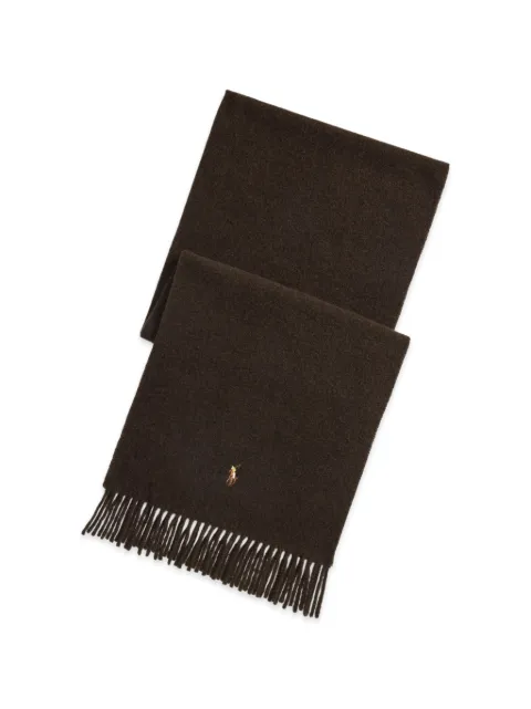 Polo Ralph Lauren fringe virgin wool scarf Brown 449891308013