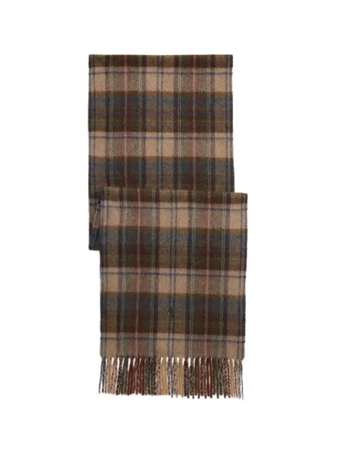 Polo Ralph Lauren plaid embroidered-Pony scarf Neutrals 449959351008