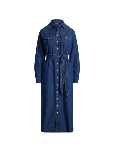 Lauren Ralph Lauren belted denim shirt midi dress Blue 200B23559
