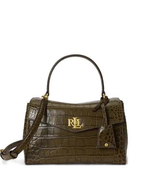 Lauren Ralph Lauren small croc-embossed Farrah soft satchel bag Green 431P15617