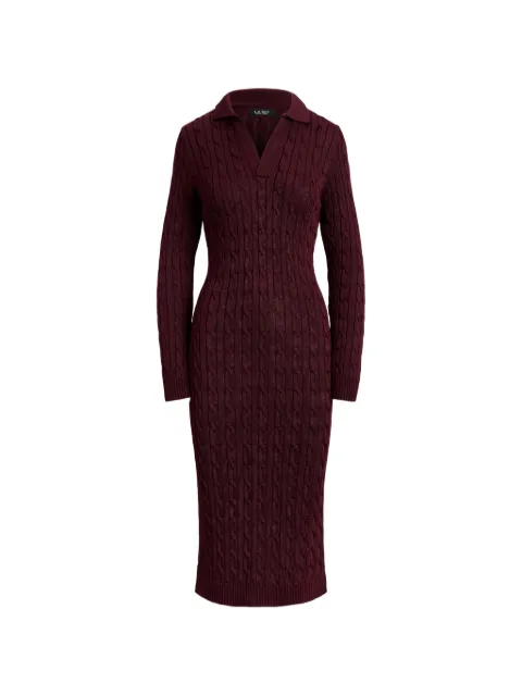Lauren Ralph Lauren cable-knit collared midi dress Red 200B34422