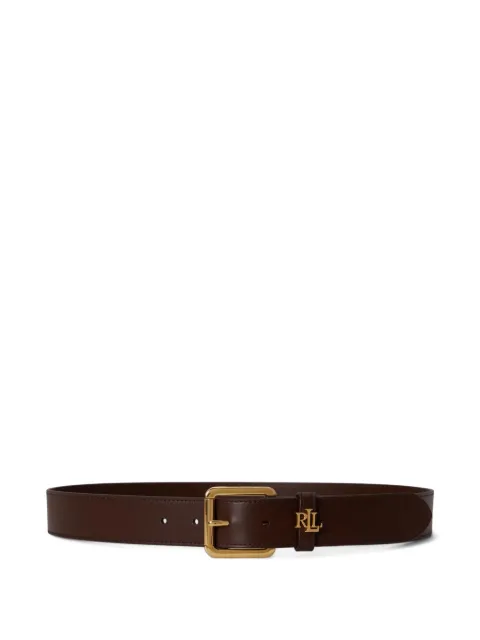 Lauren Ralph Lauren logo-plaque leather belt Brown 412968765