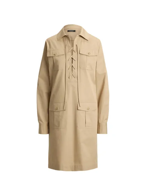 Lauren Ralph Lauren lace-up-detail mini shirt dress Neutrals 200P13725