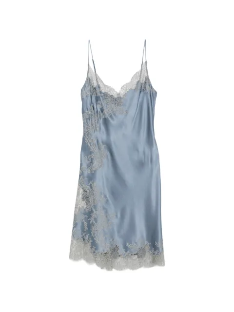Carine Gilson lace-trim silk nightdress Blue CR0391SEW26GALGRI