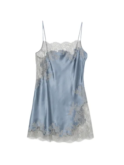 Carine Gilson lace-trim silk nightdress Blue CR0400AEW26GALGRI