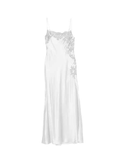 Carine Gilson lace-trim silk nightdress Grey CR0200EEW26GRGGRI