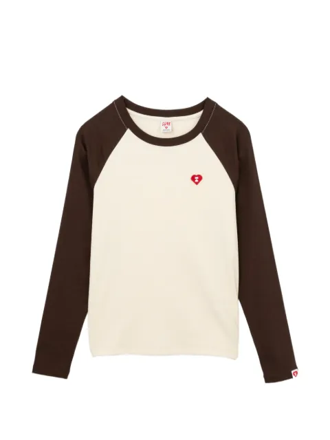 APEE™ by *A BATHING APE® raglan-sleeve heart-patched T-shirt Neutrals 0PXLTAS00396QKHL00S