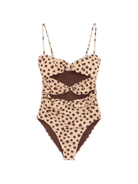 Valentino Garavani lycra one-piece swimsuit in Plus de Pois Dalmata polka dot Neutrals BUHAC5AEU