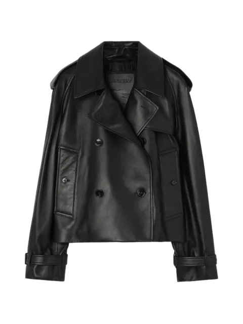Burberry cropped leather Mayfair trench jacket Black 8127296