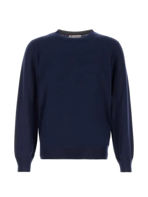 Brunello Cucinelli crew-neck ribbed-trim sweater Blue M2300100CJK18