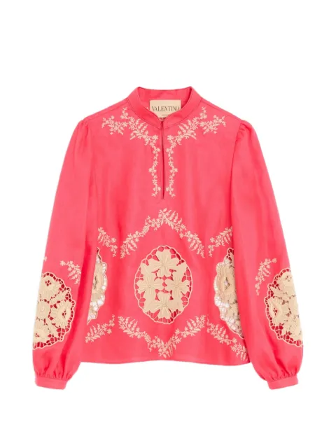 Valentino Garavani embroidered Couture linen top Pink BAEC30ABW