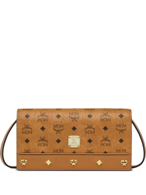 MCM large Pina Visetos studded shoulder bag Brown MYLGATA01CO