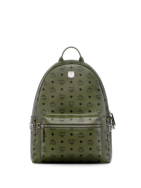 MCM medium Stark Visetos studded backpack Green MMKGSVE01K8