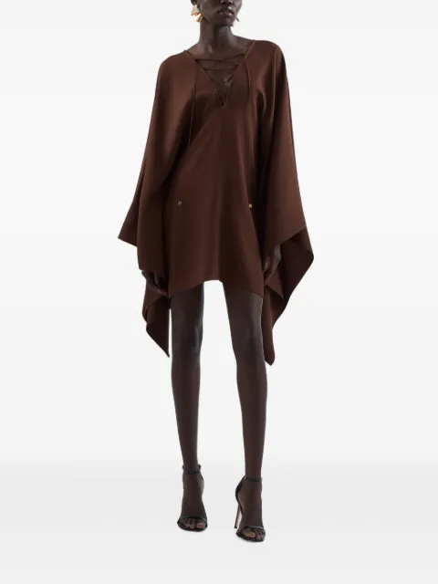 Taller Marmo Sahara lace-up kaftan mini dress Brown TMPF2615711