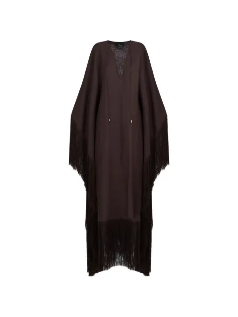 Taller Marmo Empty Quarter fringed kaftan dress Brown TMPF2662701