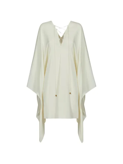 Taller Marmo Sahara lace-up kaftan mini dress Neutrals TMPF2615101