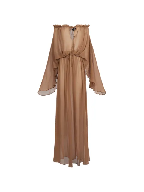 Taller Marmo Ouarzazate off-the-shoulder silk maxi dress Brown TMPF2624754