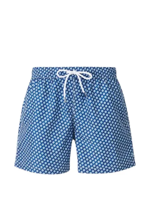 Fedeli floral-motif drawstring swim shorts Blue TU000318