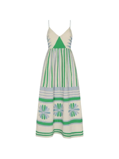 Carolina K floral-print striped dress Neutrals 226D17