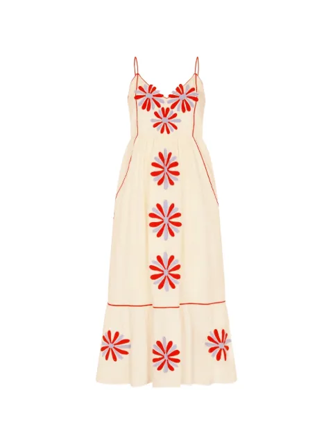 Carolina K floral-applique tiered dress Neutrals 226D28