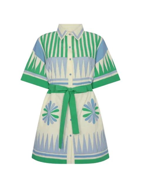 Carolina K Amaia embroidered belted shirt dress Neutrals 226D16