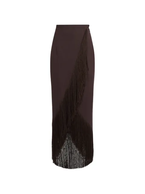 Taller Marmo El Pareo fringe-trimmed skirt Brown TMPF2661701