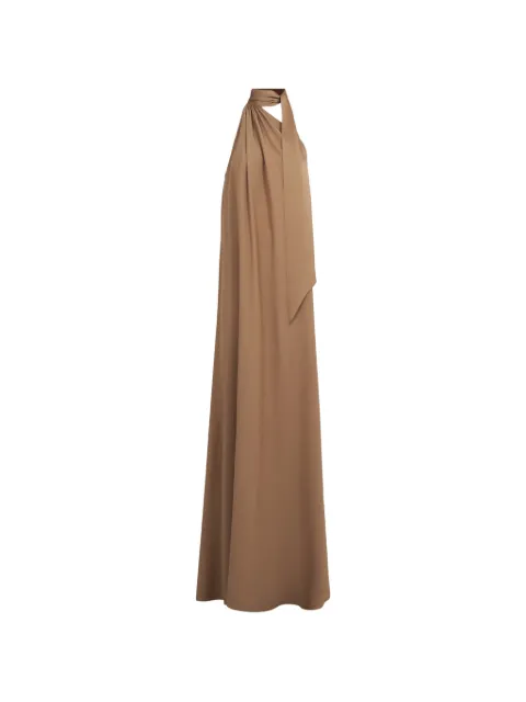 Taller Marmo Astor halterneck maxi dress Brown TMPF2620754