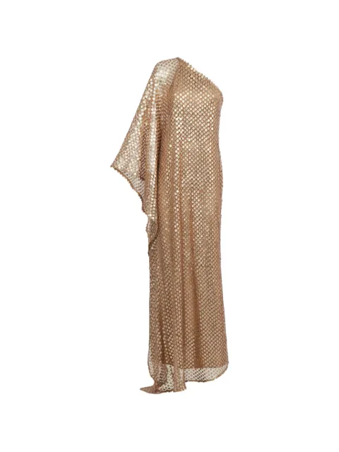 Taller Marmo Le Dune sequin-embellished one-shoulder maxi dress Gold TMPF2633810