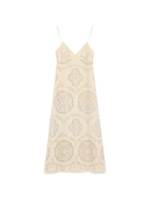 Valentino Garavani midi dress in floral stamp blanket Neutrals BVALK0AET