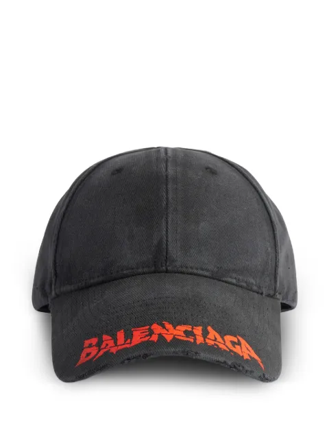 Balenciaga logo-print distressed baseball cap Grey A001UQ410B2