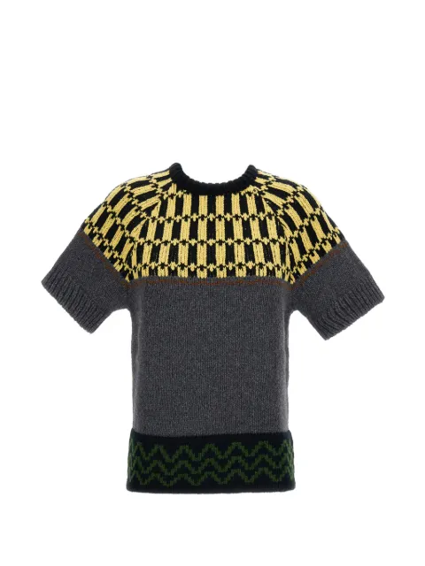 Marni intarsia-knit short-sleeve sweater Grey GCMD0674EQUFH101