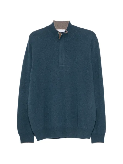 Gran Sasso quarter-zip elbow-patch wool jumper Blue 5510719674