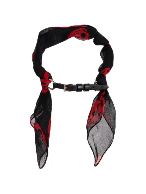 Alexander McQueen skull-motif silk-tie bracelet Black A0002V1JAAK