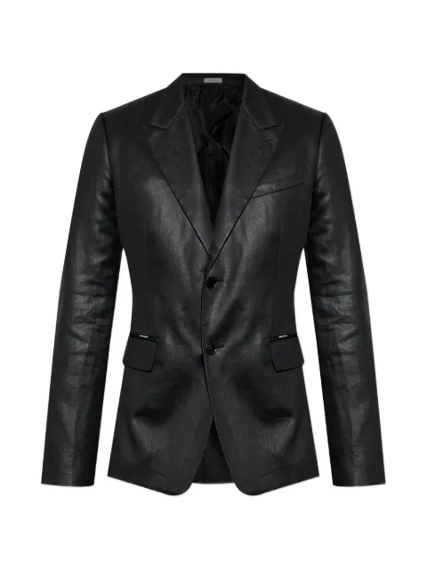 Alexander McQueen linen double-vent blazer Black 873079QNABJ