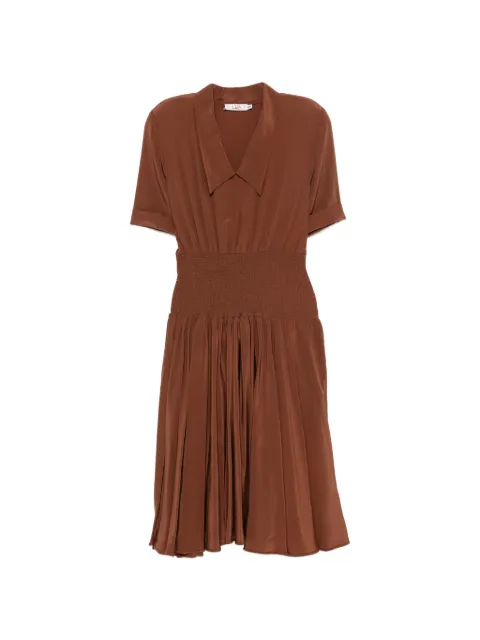 Christian Dior Pre-Owned 1980s pleated midi dress Brown CD350BSU
