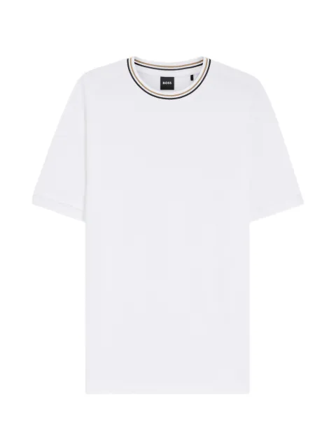 BOSS piqué striped-trim T-shirt White 50559847