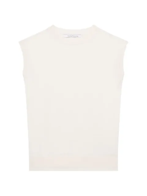 Another Tomorrow featherweight shell sleeveless sweater Neutrals A424KT146WVOFW