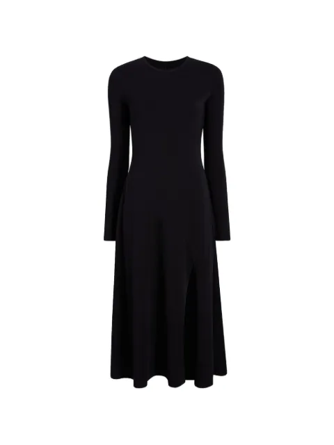 Another Tomorrow asymmetric-seam long-sleeve midi dress Black A322CT029TC