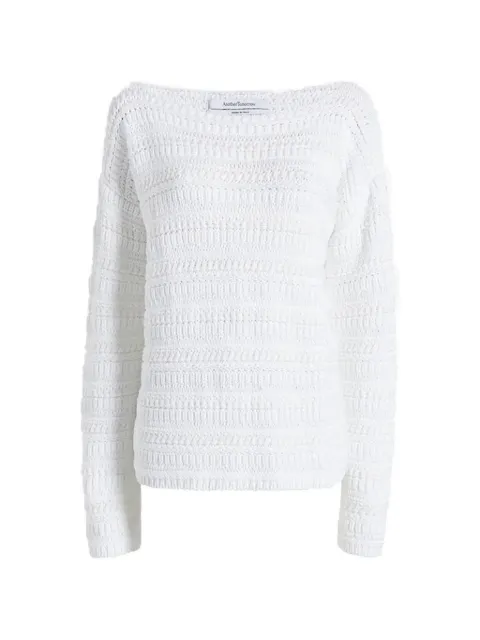 Another Tomorrow oversized-fit textured sweater White A223KT076CO