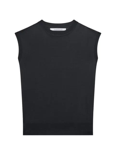 Another Tomorrow wool sleeveless top Black A424KT146WV