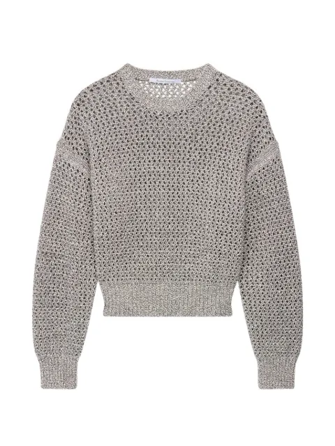 Another Tomorrow open-knit crew-neck sweater Black A126KT162CO