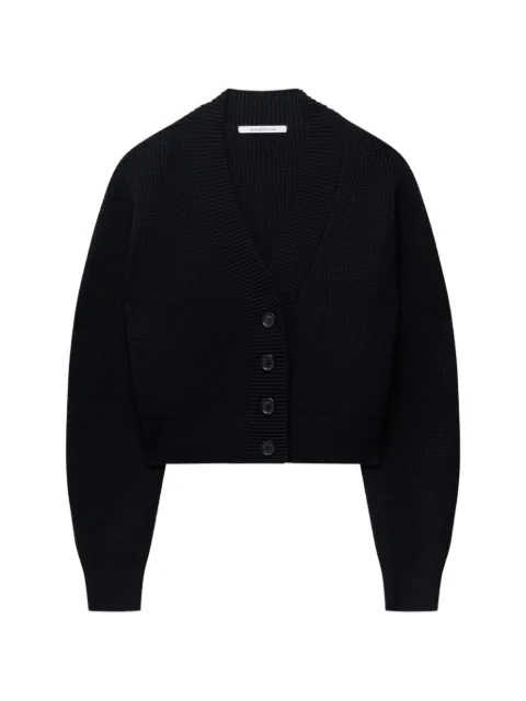 Another Tomorrow ribbed cropped cardigan Black A425KT160WV