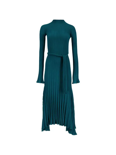 Another Tomorrow ribbed-knit flared dress Blue A423KT090VIPTL