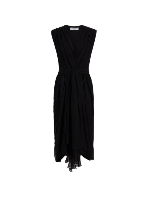 Another Tomorrow gathered midi dress Black A123DR041SE