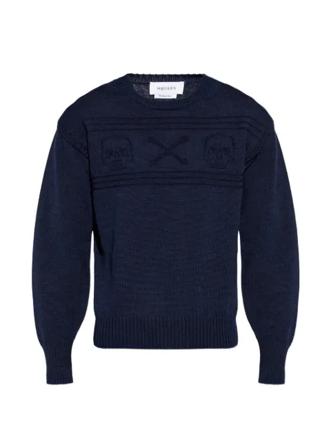 Alexander McQueen skull-intarsia wool sweater Blue 875484Q1BHJ