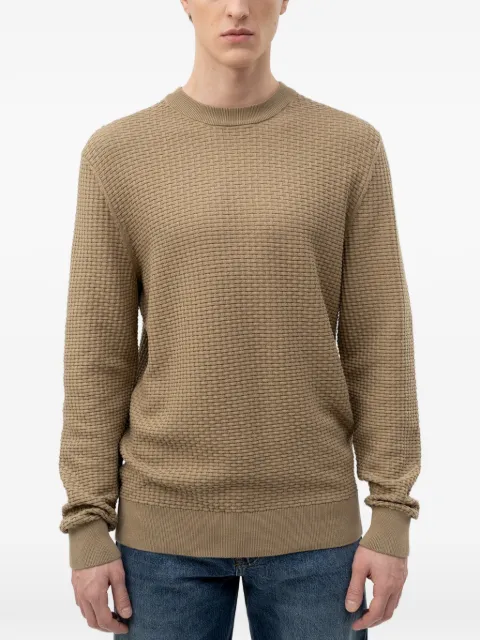 BOSS basket-weave crew-neck sweater Neutrals 50545283