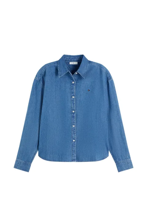 Tommy Hilfiger logo-embroidered denim shirt Blue WW0WW50528